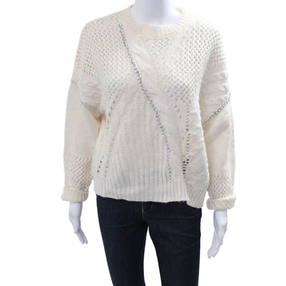 BB Dakota x Steve Madden Women Pullover White Crewneck Long Sleeve Size S